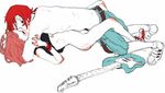 1girl bottomless commentary copyright_request couple flat_chest guitar hetero instrument kiss lowres ryuko_azuma sex shijuuhatte shirt_lift sketch traditional_media 
