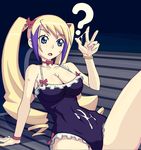  ? blonde_hair breasts caryo cleavage cum cum_on_body cum_on_clothes cum_on_upper_body dragonaut jacqueline_baumgold large_breasts long_hair nanashino ribbon solo twintails 