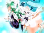  anus braid copyright_request cross-section cum cum_in_pussy doggystyle from_behind game_cg glasses green_hair maid orimiya_mai penis sex solo_focus torso_grab twin_braids twintails uncensored vaginal 