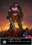  abey ambiguous_gender deltarune doom_(series) duo female gun hi_res humanoid id_software kris_(deltarune) meme pink_body ranged_weapon scalie shotgun susie_(deltarune) undertale_(series) video_games weapon 