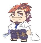  1boy bags_under_eyes boogeyman_(housamo) brown_hair chibi commentary facial_hair goatee katoributa_a long_sideburns male_focus mature_male multicolored_hair necktie red_eyes scar scar_on_face school_uniform sideburns solo tokyo_afterschool_summoners two-tone_hair 