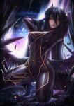  albedo_(genshin_impact) axsen banned_artist black_bodysuit bodysuit breasts demon_girl highres horns huge_breasts overlord_(maruyama) wings 