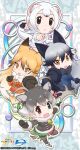  4girls animal_costume animal_ears ezo_red_fox_(kemono_friends) grey_hair highres kemono_friends long_hair looking_at_viewer multiple_girls neck_ribbon official_art open_mouth orange_hair reindeer_(kemono_friends) ribbon shirt short_hair silver_fox_(kemono_friends) skirt smile stoat_(kemono_friends) tail 