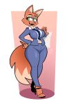  absurd_res anthro big_breasts breasts buxy canid canine clothed clothing diane_foxington dreamworks feet female fox fur green_eyes hi_res high_heels mammal orange_body orange_fur simple_background solo suit the_bad_guys thick_thighs wide_hips 
