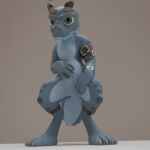  3d_(artwork) anthro armband digital_media_(artwork) digitigrade featureless_crotch horn kobold legband male nude null solo standing thick_tail veo 