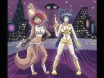  absurd_res anime_style anthro canid canine dirty_pair duo female female/female hi_res human humanoid hybrid kangaroo macropod mammal marsupial miyuka mouse murid murine retro rodent science_fiction sciurid tama-tama 