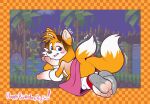  anthro blush canid canine fox ftm ftm_transformation gender_transformation invalid_tag looking_at_viewer looking_back male mammal mobian_fox pinksundae sega solo sonic_the_hedgehog_(series) transformation 