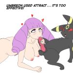  &lt;3 &lt;3_eyes 2022 animal_genitalia animal_penis balls big_breasts black_body black_fur blush blush_lines bodily_fluids breasts butt canine_penis cum cum_in_mouth cum_inside drill_curls duo eeveelution english_text eye_roll fellatio female feral flat_colors fur genital_fluids genitals hair hi_res human interspecies knot looking_pleasured male male/female mammal nintendo nipples nude oral paws penile penis pink_eyes pink_hair pok&eacute;mon pok&eacute;mon_(species) pok&eacute;philia rachel_(pokemon) red_eyes saeko_art sex simple_background text umbreon video_games white_background 