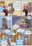  2014 babystar biped blush clothing comic detailed_background dialogue dipstick_ears english_text felid feline female fur group hair hi_res lynx male mammal multicolored_ears onesie pacifier speech_bubble standing star_(babystar) text trio 