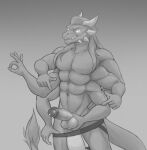  anthro balls clothing dragon erection genitals gesture glowing glowing_eyes hi_res horn humanoid_genitalia humanoid_penis jockstrap male multi_arm multi_limb oraderg penis pointing pointing_at_penis solo standing thick_tail underwear 