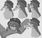  1boy 1girl absurdres bangs bar_censor blush breasts bulge censored closed_eyes erection erection_under_clothes fellatio flower-shaped_pupils genshin_impact greyscale hair_between_eyes hako_reeema hat heart heart-shaped_pupils heart_censor highres hu_tao_(genshin_impact) licking licking_penis long_hair looking_at_viewer monochrome multiple_views nude oral penis simple_background sketch small_breasts sweat symbol-shaped_pupils x-ray 