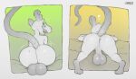  &lt;3 2022 anthro anus balls big_balls big_butt biped butt crimetxt didelphid digital_media_(artwork) digitigrade fylk genitals green_eyes hi_res huge_balls looking_at_viewer looking_back lying male mammal marsupial motion_lines on_front open_mouth presenting presenting_hindquarters raised_tail rear_view simple_background sitting solo virginia_opossum 