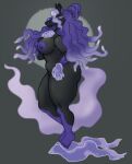  anthro black_body deermary disembodied_hand equid equine erect_nipples eyelashes female ghost_hands ghost_tail gradient_hair hair hair_bun horse legendary_pok&eacute;mon long_eyelashes long_hair long_mane mammal nintendo nipples pok&eacute;mon purple_nipples slightly_chubby solo spectrier thick_thighs video_games 