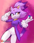  &lt;3 2022 amber_eyes anthro blaze_the_cat bodily_fluids breasts clothed clothing domestic_cat eyelashes felid feline felis female forehead_gem fur gloves handwear hi_res jamoart mammal purple_body purple_fur sega solo sonic_the_hedgehog sonic_the_hedgehog_(series) sweat 