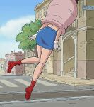  1girl alien animated animated_gif ass building cell_(dragon_ball) creature crossover day dc_comics dragon_ball dragon_ball_z gloves kicking legs lower_body midriff road ryona skirt street struggling stuck supergirl superman_(series) tail tree vore window yugerov 
