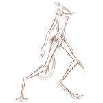  animal_genitalia anthro chimera claws erection genitals hair hi_res kunako long_legs male nude penis penis_tip sheath simple_background sketch slim solo tall white_background 