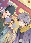  4boys absurdres black_hair blonde_hair blue_eyes gon_freecss highres hunter_x_hunter japanese_clothes killua_zoldyck kurapika leorio_paladiknight minato_x3710 multiple_boys open_mouth short_hair spiked_hair sunglasses 