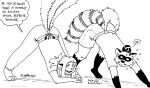  2021 2_tails adler_young anthro ass_up clothed clothing duo english_text fur hair jack-o&#039;_pose male mammal mephitid multi_tail pose procyonid raccoon skunk tegerio text whiskers 