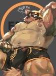  2017 anthro belly bulge canine clothing curtis_wuedti dog gloves humanoid_hands luchador male mammal mask moobs navel nipples simple_background solo sweat wrestler 