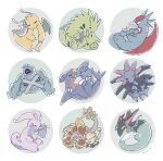  2022 ambiguous_gender bagon beldum blue_body blue_skin claws deino dragapult dragon dragonite dratini dreepy eyes_closed feral garchomp gible goodra goomy green_body green_skin group hydreigon jangmo-o kommo-o larvitar metagross nintendo orange_body orange_skin pok&eacute;mon pok&eacute;mon_(species) purple_body purple_skin salamence simple_background smile spikes spikes_(anatomy) toe_claws tyranitar video_games white_background wings yura_inaho 