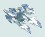  advance_of_zeta clenched_hands flying from_below green_background gundam highres ishiyumi mecha mecha_request mobile_suit no_humans solo transformation v-fin 