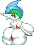  alpha_channel big_breasts breasts butt crossgender female gallade humanoid looking_at_viewer looking_back nintendo pok&eacute;mon pok&eacute;mon_(species) rear_view red_eyes sabs3 simple_background solo thick_thighs transparent_background video_games white_body 