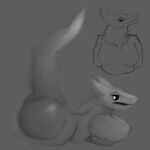  anthro big_butt black_sclera breast_rest breast_squish breasts butt female greyscale hi_res looking_back lying monochrome nauiho neck_tuft painting_(artwork) pupils raised_tail sergal side_boob sketch slightly_chubby solo squish traditional_media_(artwork) tuft unfinished white_pupils 
