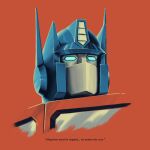  autobot blue_eyes english_commentary english_text highres looking_to_the_side looking_up matt_ferguson mecha no_humans optimus_prime portrait red_background solo transformers 