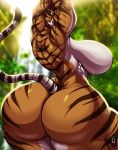 absurd_res anthro big_breasts big_butt breasts butt dreamworks felid female hi_res huge_butt kung_fu_panda mammal master_tigress muscular muscular_female nude osmar-shotgun pantherine rear_view solo striped_body stripes thick_thighs tiger 
