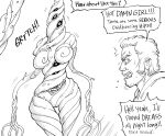  2021 ambiguous_gender baalbuddy breasts comic duo eldritch_horror english_text facial_hair hair hi_res human humor male mammal monochrome multi_eye open_mouth sideburns tentacle_monster tentacles text wide_eyed wide_hips 