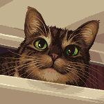  animal_ears brown_cat cat cat_ears closed_mouth green_eyes indoors looking_at_viewer no_humans original pixel_art tofupixel whiskers 