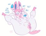  2021 anthro blush breasts darkriallet eeveelution female fingering fingering_self genitals hi_res masturbation nintendo nipples open_mouth pok&eacute;mon pok&eacute;mon_(species) pussy solo sylveon text tongue tongue_out video_games 