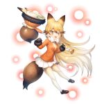 1girl animal_costume animal_ear_fluff animal_ears blonde_hair bow bowtie ezo_red_fox_(kemono_friends) fox_ears fox_girl fox_tail game_cg gloves instrument kemono_friends long_hair looking_at_viewer necktie official_art open_mouth shirt simple_background skirt smile solo tachi-e tail white_background yellow_eyes 
