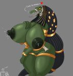 &lt;3 ammit_(moon_knight) anthro areola big_breasts bodily_fluids breasts crocodile crocodilian crocodylid dialogue female genitals green_body hair hi_res huge_breasts lactating nipples nude pussy reptile scalie smile tongue vf-01s 