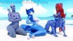  16:9 2022 3d_(artwork) absurd_res alien alien_humanoid all_fours anthro areola asari beach big_breasts bioware blender_(software) blue_areola blue_body blue_fur blue_hair blue_nipples blue_skin breast_squish breasts butt canid canine crouching detailed_background digital_media_(artwork) erect_nipples eye_patch eyewear female fish fox fur group hair hi_res huge_filesize humanoid krystal liara_t&#039;soni looking_at_viewer lying mammal marine mass_effect nintendo nipples nude on_side outside presenting presenting_hindquarters raedainfossa red_hair sand sea seaside sky smile squish star_fox trio undertale_(series) undyne video_games warfare_machine water watermark widescreen 