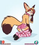  anthro blush bottomwear canid canine canis clothed clothing collar eyewear feet fennec fox glasses hotpants legwear male mammal nicnak044 pawpads paws pinup pose shorts solo stockings 