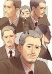  brown_eyes brown_jacket brown_pants chibi chibi_inset commentary_request facial_hair formal grey_hair jacket jojory_u light_smile looking_at_viewer mafia male_focus multiple_views mustache necktie old old_man older pants profile red_necktie ryuu_ga_gotoku ryuu_ga_gotoku_0 sagawa_tsukasa shadow soul_patch yakuza 