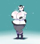  anthro bodily_fluids breasts clothing coat female hi_res kaboozle lactating mammal polar_bear solo topwear ursid ursine 