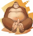  2022 absurd_res anthro ape belly big_belly blush brown_body erection feet genitals ginnosuke gorilla haplorhine hi_res kemono male mammal moobs navel nipples overweight overweight_male penis primate sitting solo 
