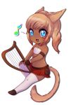  blonde_hair blue_eyes bottomwear canine_tail chibi clothing female hair harp humanoid musical_instrument note plucked_string_instrument rukifox skirt solo string_instrument topwear wolf_ears 