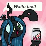  &lt;3 1:1 animated arthropod changeling dialogue english_text fangs friendship_is_magic gesture glistening glistening_eyes green_eyes green_hair hair hasbro horn jar my_little_pony open_mouth open_smile pointing queen_chrysalis_(mlp) smile sugar_morning text 