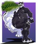  anthro belly big_belly black_body black_fur burp_cloud burping fur hand_on_stomach hi_res male mammal open_mouth same_size_vore tankdragon ursid vore white_body white_fur 