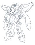  clenched_hands fusion gaogaigar greyscale looking_up mecha monochrome niiyan nipako no_humans parody science_fiction sketch super_robot ultimate_nipper v-fin yuusha_ou_gaogaigar yuusha_series 