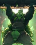  ankama anthro brown_body elemental_creature hi_res male male/male muscular nature naturyanous open_mouth pecs plant sadida simple_background solo tagme taz_(kofikrumble) tree video_games wakfu white_eyes 