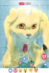  anthro bathroom brown_eyes canid canine canis domestic_dog emoji emoticon fur hi_res humanoid_genitalia livestream male mammal solo stampmats yellow_body yellow_fur 