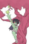  areola breasts female food fruit goblin green_body green_skin hair hi_res humanoid kooni nipples not_furry pear plant pupils red_sclera simple_background slit_pupils tree white_background 