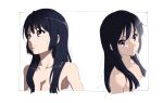  1girl bangs bare_shoulders black_hair breasts cleavage clenched_teeth closed_mouth collarbone expressionless hibike!_euphonium highres kousaka_reina long_hair looking_at_viewer looking_away multiple_views nude purple_eyes sketch sososososo_1729 teeth white_background 