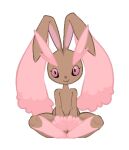  anthro box_(hajimeyou654) brown_body brown_fur eyebrows female flat_chested fluffy_ears fur hi_res lagomorph leporid long_eyebrows looking_at_viewer lopunny mammal nintendo pink_eyes pok&eacute;mon pok&eacute;mon_(species) rabbit shiny_pok&eacute;mon sitting solo thick_thighs video_games wide_hips 