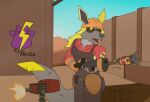  anthro canid canine canis eeveelution engineer female gun hi_res hybrid jolteon kyn_skyther kynmedia mammal nintendo pok&eacute;mon pok&eacute;mon_(species) ranged_weapon sentry_gun_(team_fortress_2) shooting_gun solo team_fortress_2 technology valve video_games weapon wolf 