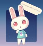 animal_crossing anthro clothed clothing digital_media_(artwork) female fur genitals hi_res lagomorph leporid looking_at_viewer luniel mammal nintendo pussy rabbit red_eyes ruby_(animal_crossing) simple_background solo speech_bubble text video_games white_body white_fur 